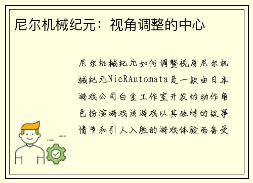 尼尔机械纪元：视角调整的中心